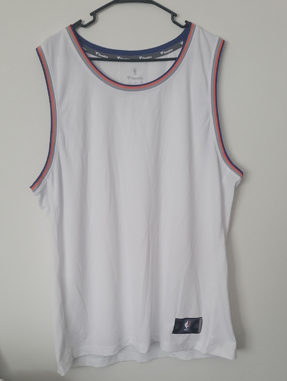 Fanatics White Basketball Jersey with Navy and Red Trim